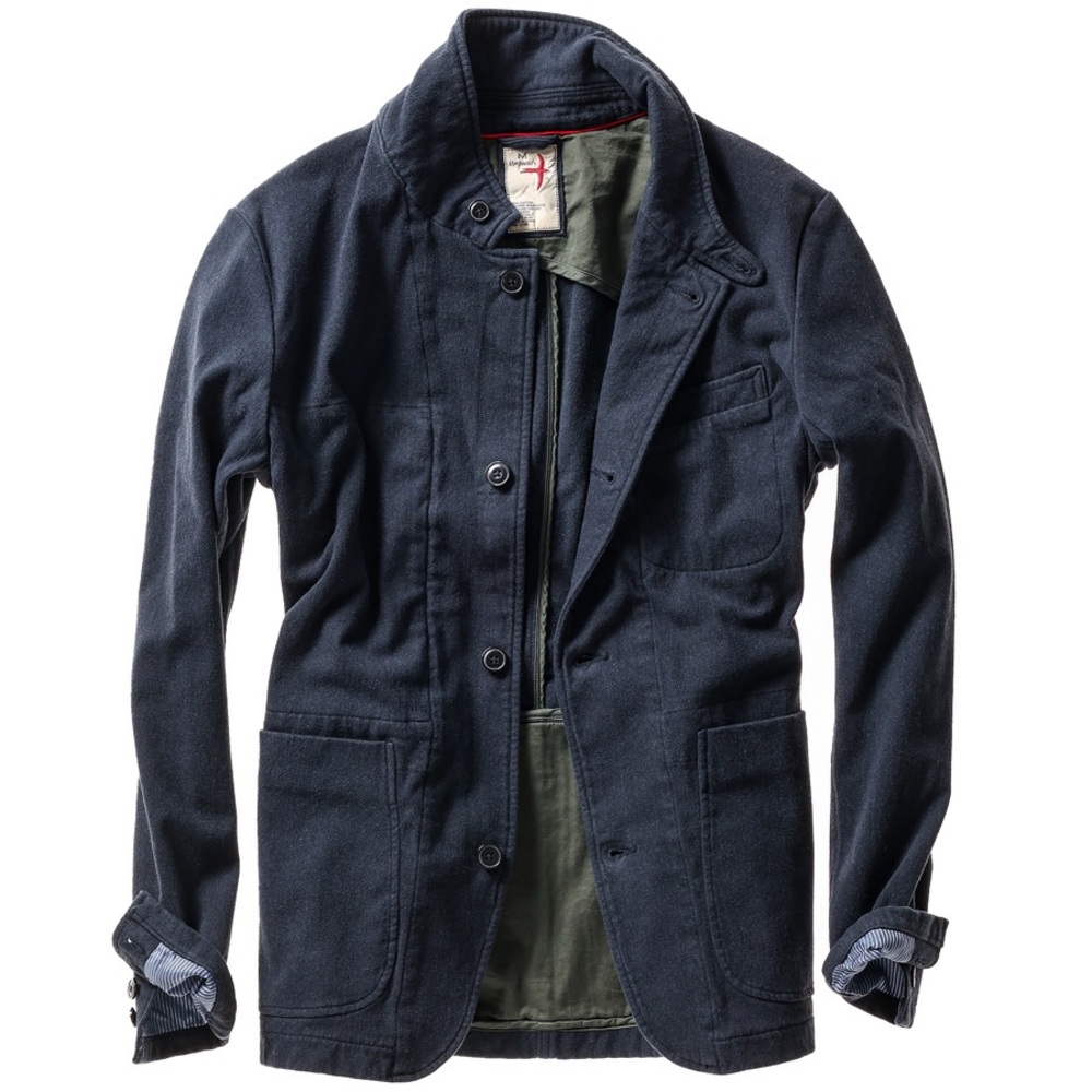 NWT Relwen Dark Navy Moleskin Trap Blazer